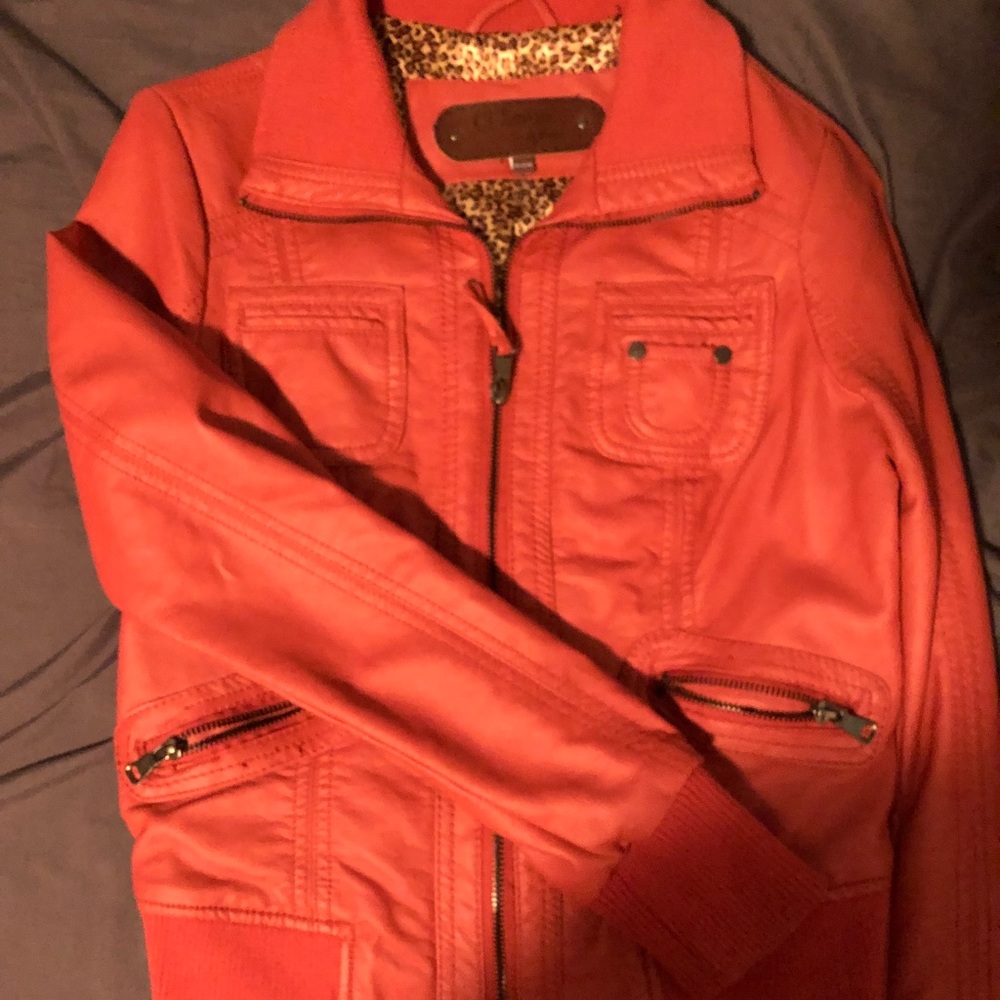 Coral leather jacket